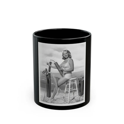 Adele Jergens #01 (Vintage Female Icon) Black Coffee Mug-11oz-Go Mug Yourself