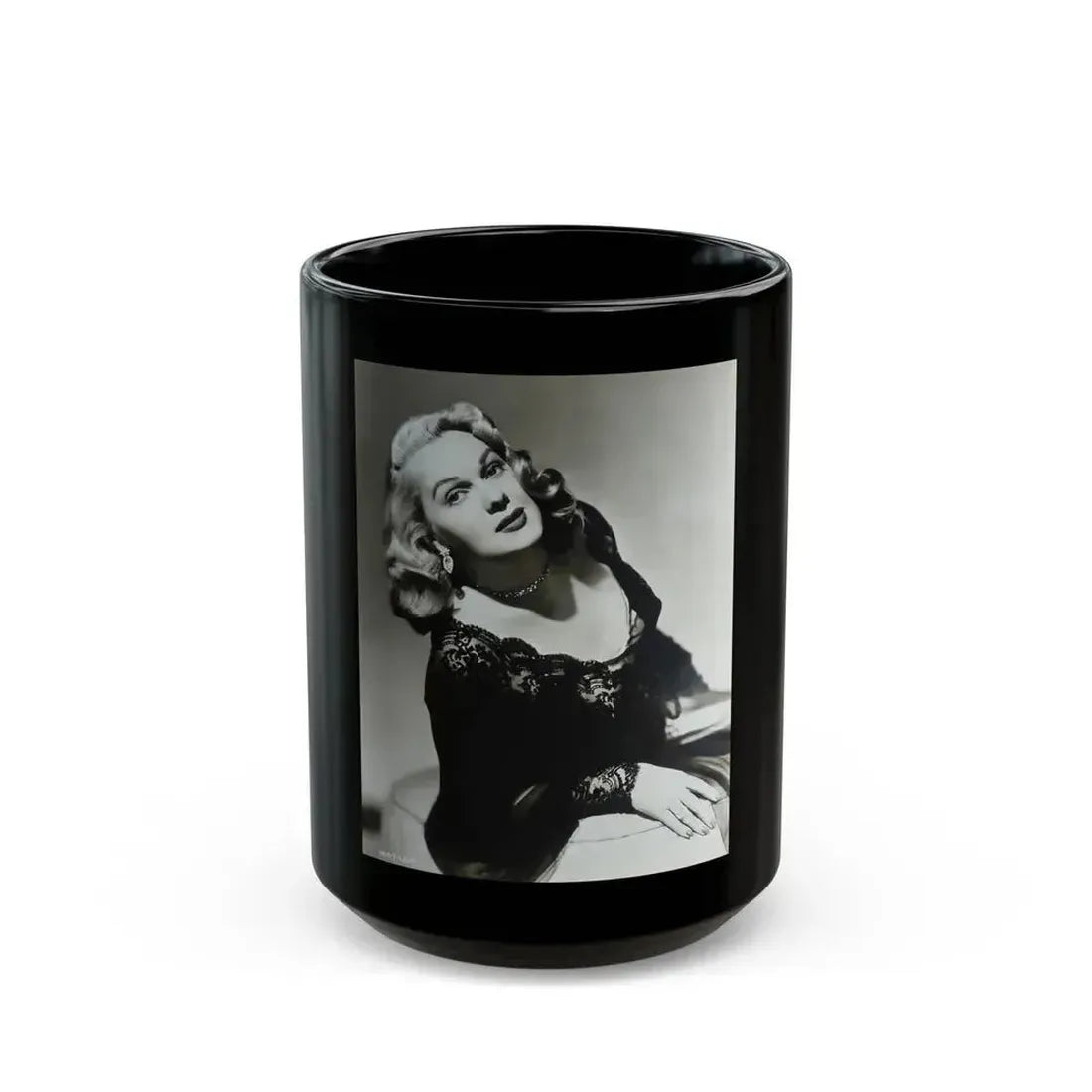 Adele Jergens #05 (Vintage Female Icon) Black Coffee Mug 15oz - Go Mug Yourself