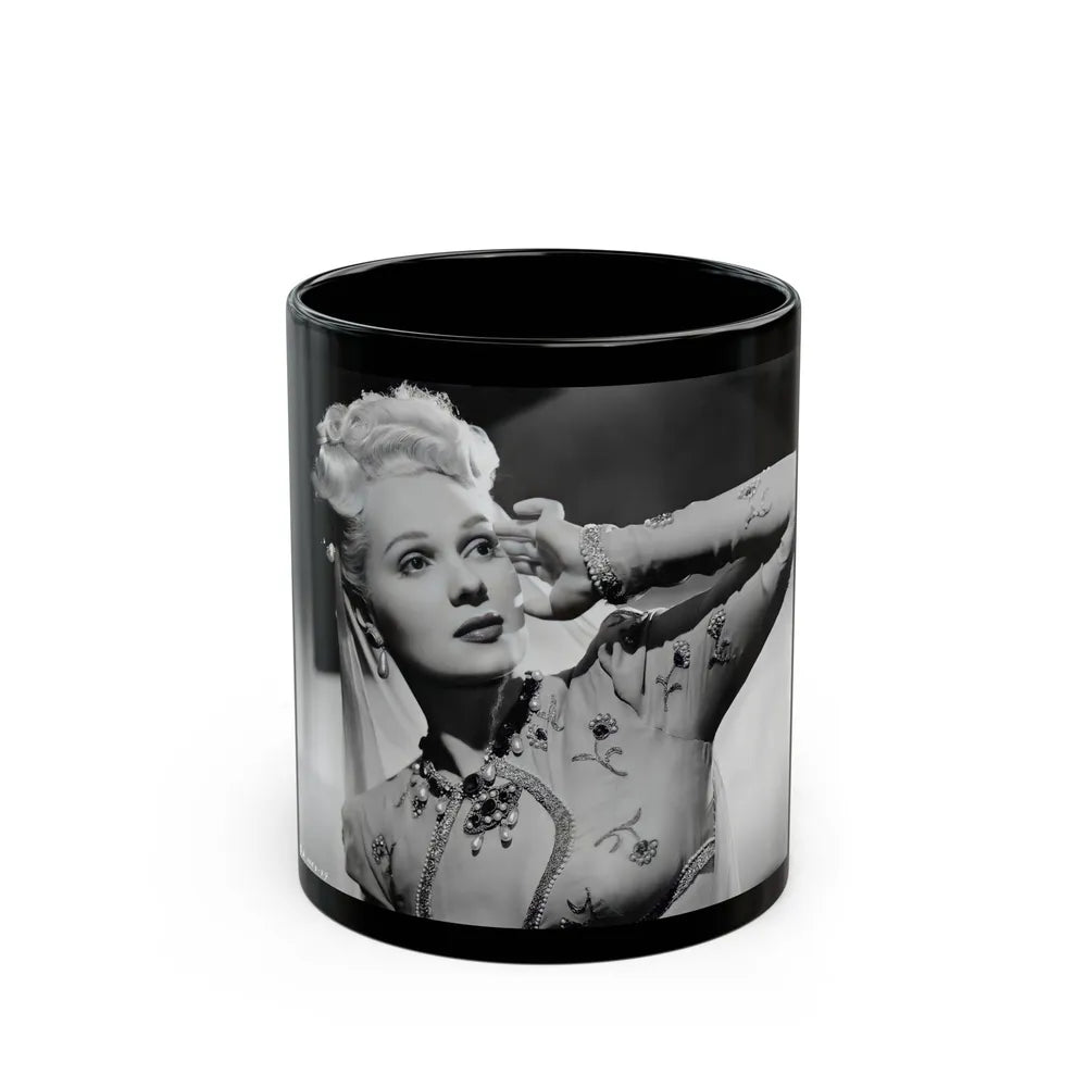 Adele Jergens #08 (Vintage Female Icon) Black Coffee Mug-11oz-Go Mug Yourself