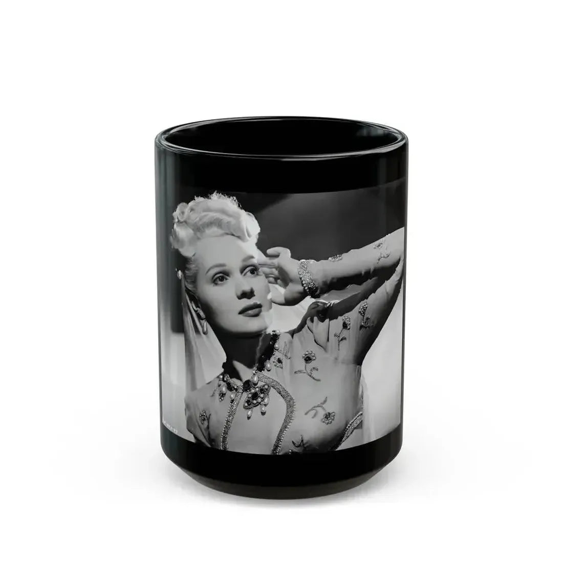 Adele Jergens #08 (Vintage Female Icon) Black Coffee Mug 15oz - Go Mug Yourself