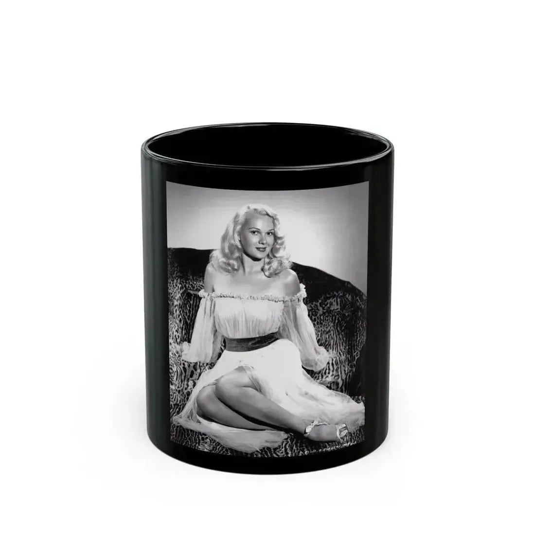 Adele Jergens #101 - 8x10 Vintage B&W Full Body Glamour Promo Photo for ''The Fuller Brush Man'' '48 (Vintage Female Icon) Black Coffee Mug 11oz - Go Mug Yourself