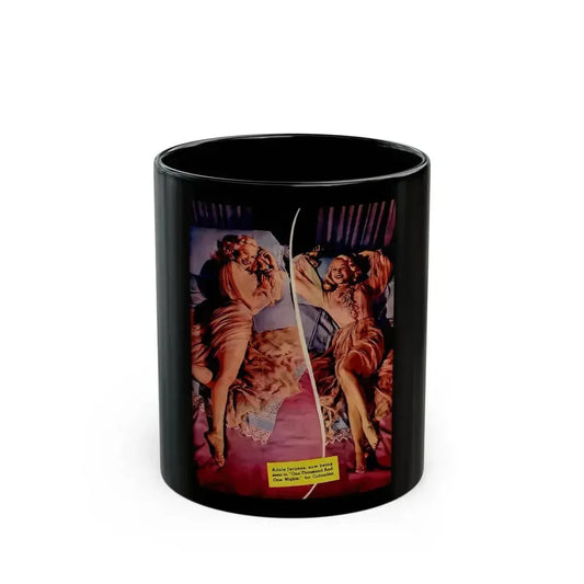 Adele Jergens #112 - Silver Screen Mag. '45 - 2 Color Photos (Vintage Female Icon) Black Coffee Mug 11oz - Go Mug Yourself