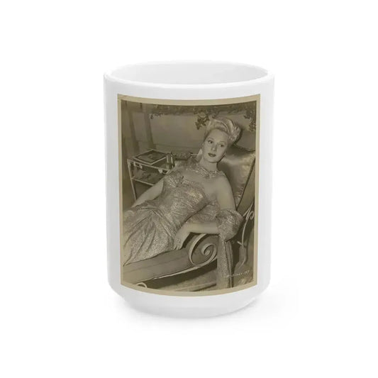 Adele Jergens #113 (Vintage Female Icon) White Coffee Mug 15oz - Go Mug Yourself