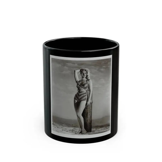 Adele Jergens #120 - 8x10 B&W Photo of Full Body 2-Piece Swimsuit Cheesecake Photo (Vintage Female Icon) Black Coffee Mug 11oz - Go Mug Yourself
