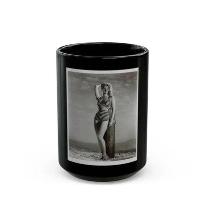 Adele Jergens #120 - 8x10 B&W Photo of Full Body 2-Piece Swimsuit Cheesecake Photo (Vintage Female Icon) Black Coffee Mug 15oz - Go Mug Yourself