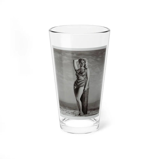 Adele Jergens #120 - 8x10 B&W Photo of Full Body 2-Piece Swimsuit Cheesecake Photo (Vintage Female Icon) Pint Glass 16oz-16oz-Go Mug Yourself