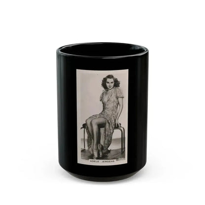 Adele Jergens #123 - Mid or Late 1930's Tiny Trading Card (Vintage Female Icon) Black Coffee Mug 15oz - Go Mug Yourself