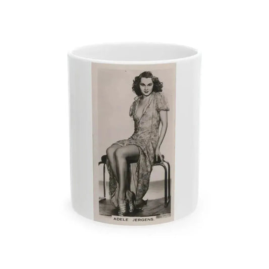 Adele Jergens #123 - Mid or Late 1930's Tiny Trading Card (Vintage Female Icon) White Coffee Mug 11oz - Go Mug Yourself