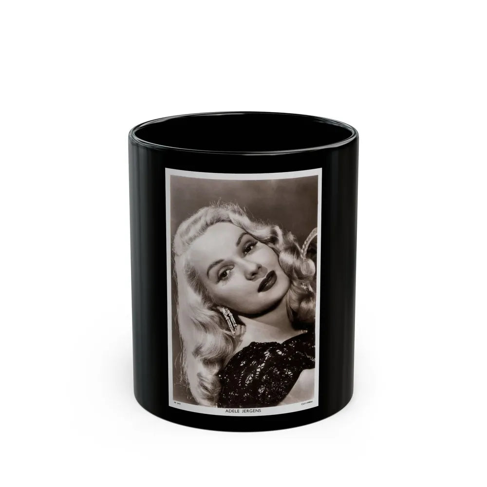 Adele Jergens #13 (Vintage Female Icon) Black Coffee Mug-11oz-Go Mug Yourself