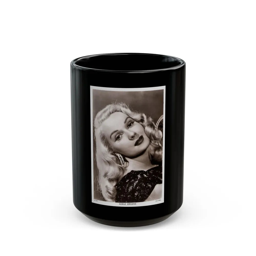 Adele Jergens #13 (Vintage Female Icon) Black Coffee Mug-15oz-Go Mug Yourself