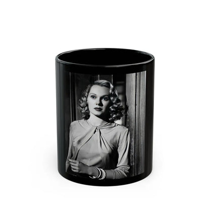 Adele Jergens #130 (Vintage Female Icon) Black Coffee Mug-11oz-Go Mug Yourself