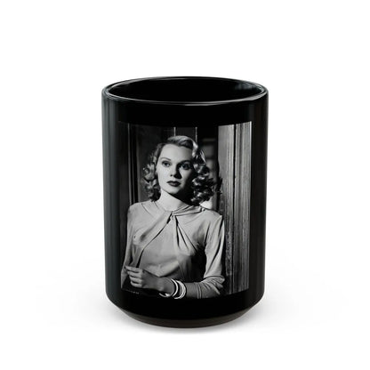 Adele Jergens #130 (Vintage Female Icon) Black Coffee Mug-15oz-Go Mug Yourself