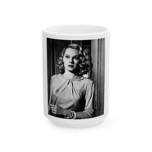 Adele Jergens #130 (Vintage Female Icon) White Coffee Mug 15oz - Go Mug Yourself
