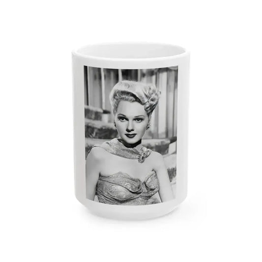 Adele Jergens #132 (Vintage Female Icon) White Coffee Mug 15oz - Go Mug Yourself