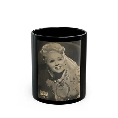 Adele Jergens #133 - YANK Mag. Glamour Photo 7-20-45 (Vintage Female Icon) Black Coffee Mug 11oz - Go Mug Yourself