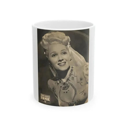 Adele Jergens #133 - YANK Mag. Glamour Photo 7-20-45 (Vintage Female Icon) White Coffee Mug 11oz - Go Mug Yourself
