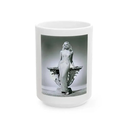 Adele Jergens #137 (Vintage Female Icon) White Coffee Mug 15oz - Go Mug Yourself