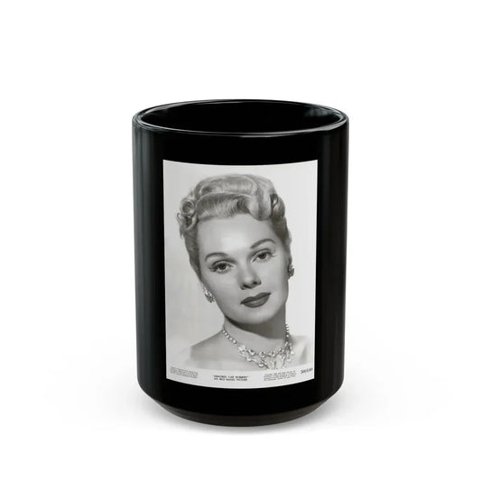 Adele Jergens #153 - 7x9.5 Vintage B&W Glamour Promo Portrait for ''Armored Car Robbery'' '50 (Vintage Female Icon) Black Coffee Mug 15oz - Go Mug Yourself