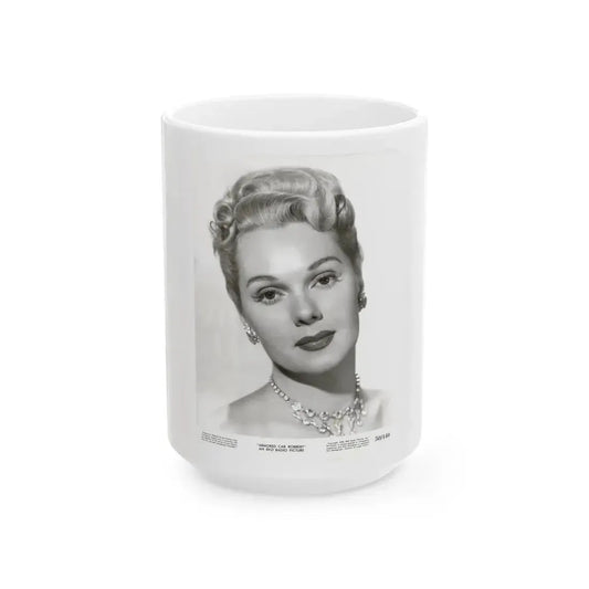 Adele Jergens #153 - 7x9.5 Vintage B&W Glamour Promo Portrait for ''Armored Car Robbery'' '50 (Vintage Female Icon) White Coffee Mug 15oz - Go Mug Yourself