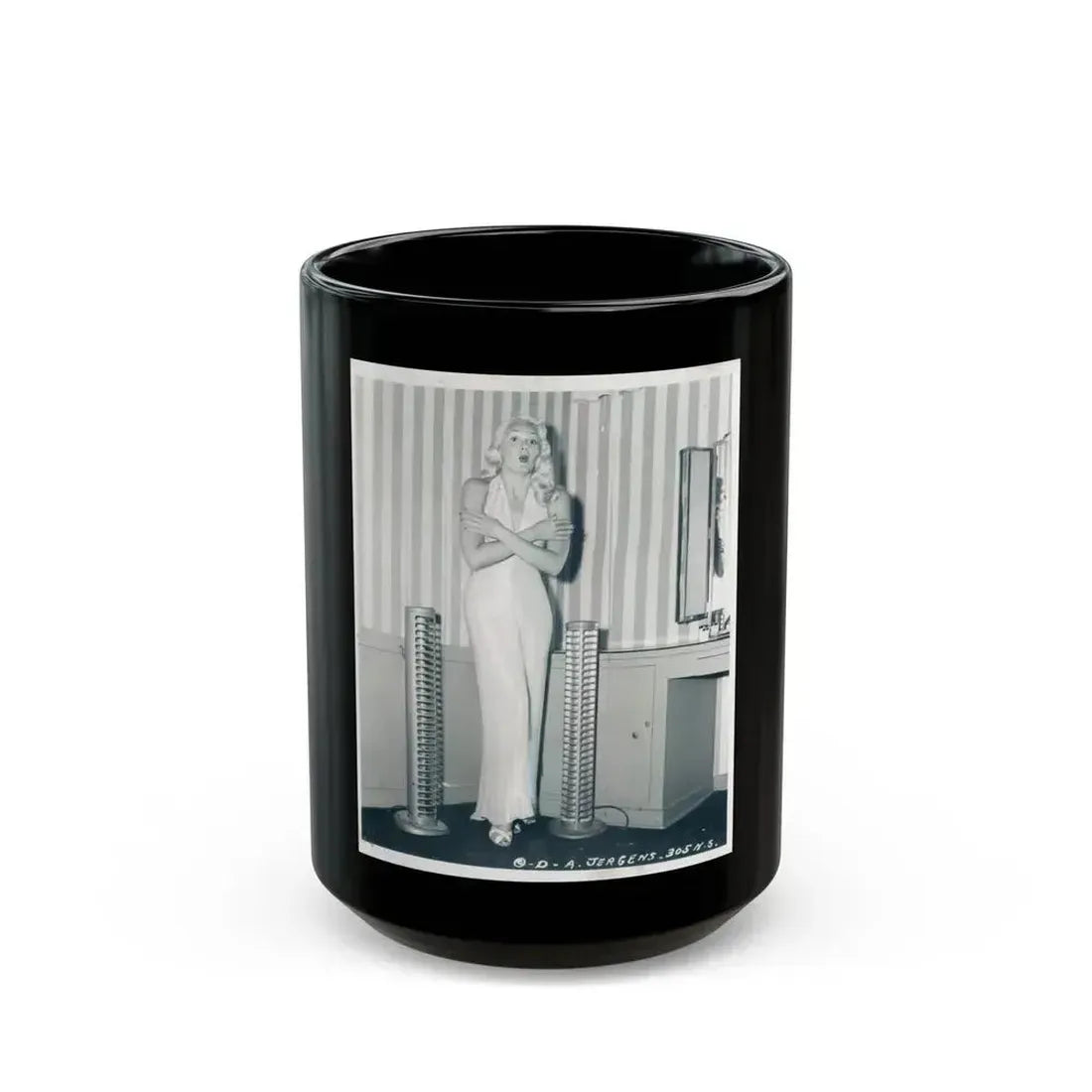 Adele Jergens #154 (Vintage Female Icon) Black Coffee Mug 15oz - Go Mug Yourself