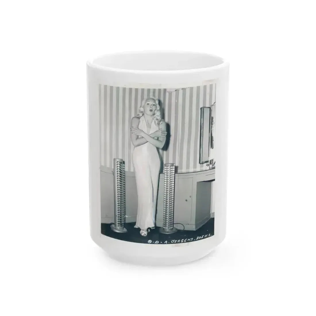 Adele Jergens #154 (Vintage Female Icon) White Coffee Mug 15oz - Go Mug Yourself