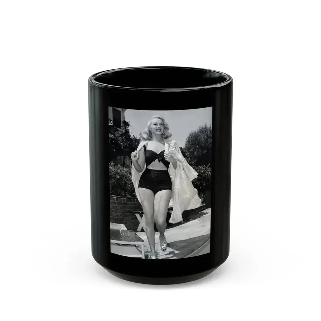 Adele Jergens #18 (Vintage Female Icon) Black Coffee Mug 15oz - Go Mug Yourself