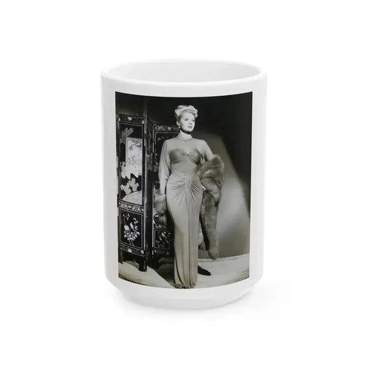 Adele Jergens #206 (Vintage Female Icon) White Coffee Mug 15oz - Go Mug Yourself