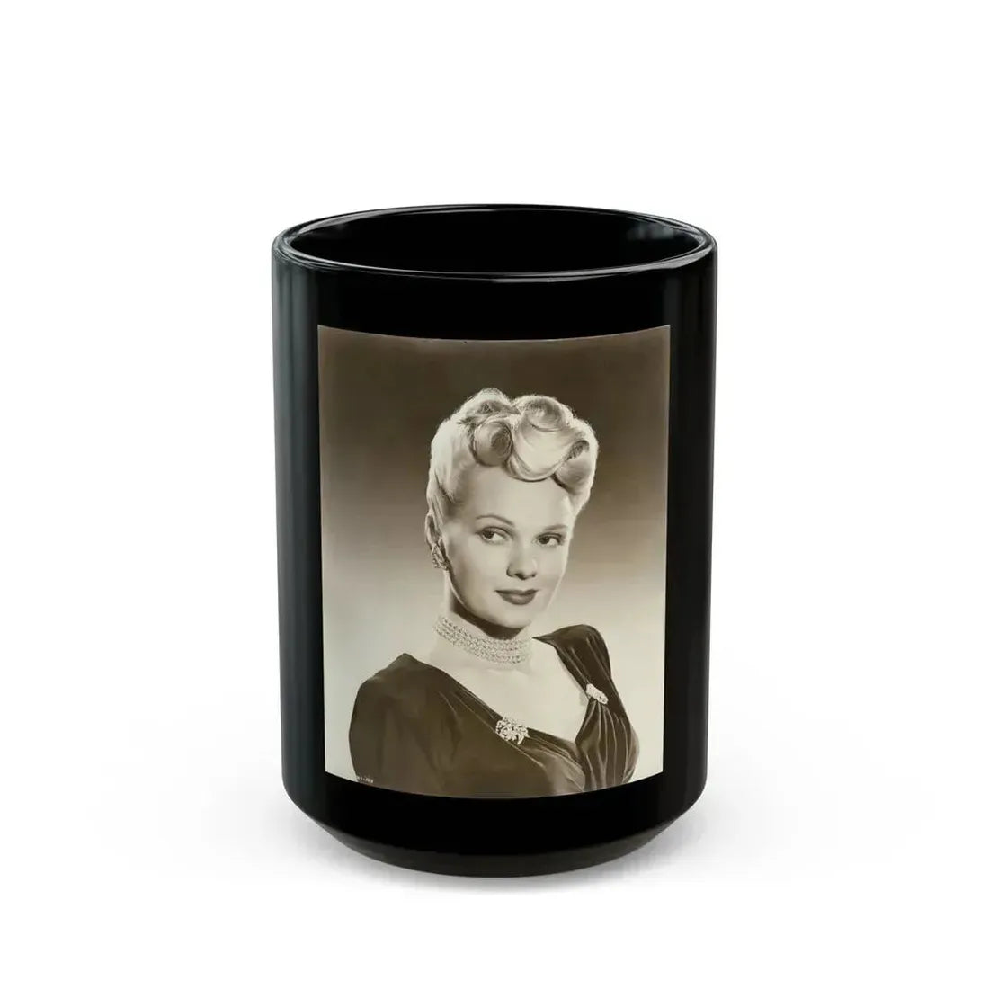 Adele Jergens #208 (Vintage Female Icon) Black Coffee Mug 15oz - Go Mug Yourself