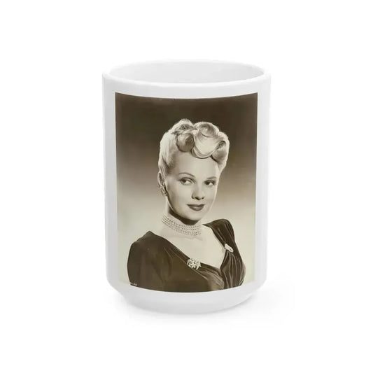 Adele Jergens #208 (Vintage Female Icon) White Coffee Mug 15oz - Go Mug Yourself