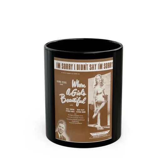 Adele Jergens #21 - B&W Tinted Movie Add (Vintage Female Icon) Black Coffee Mug 11oz - Go Mug Yourself