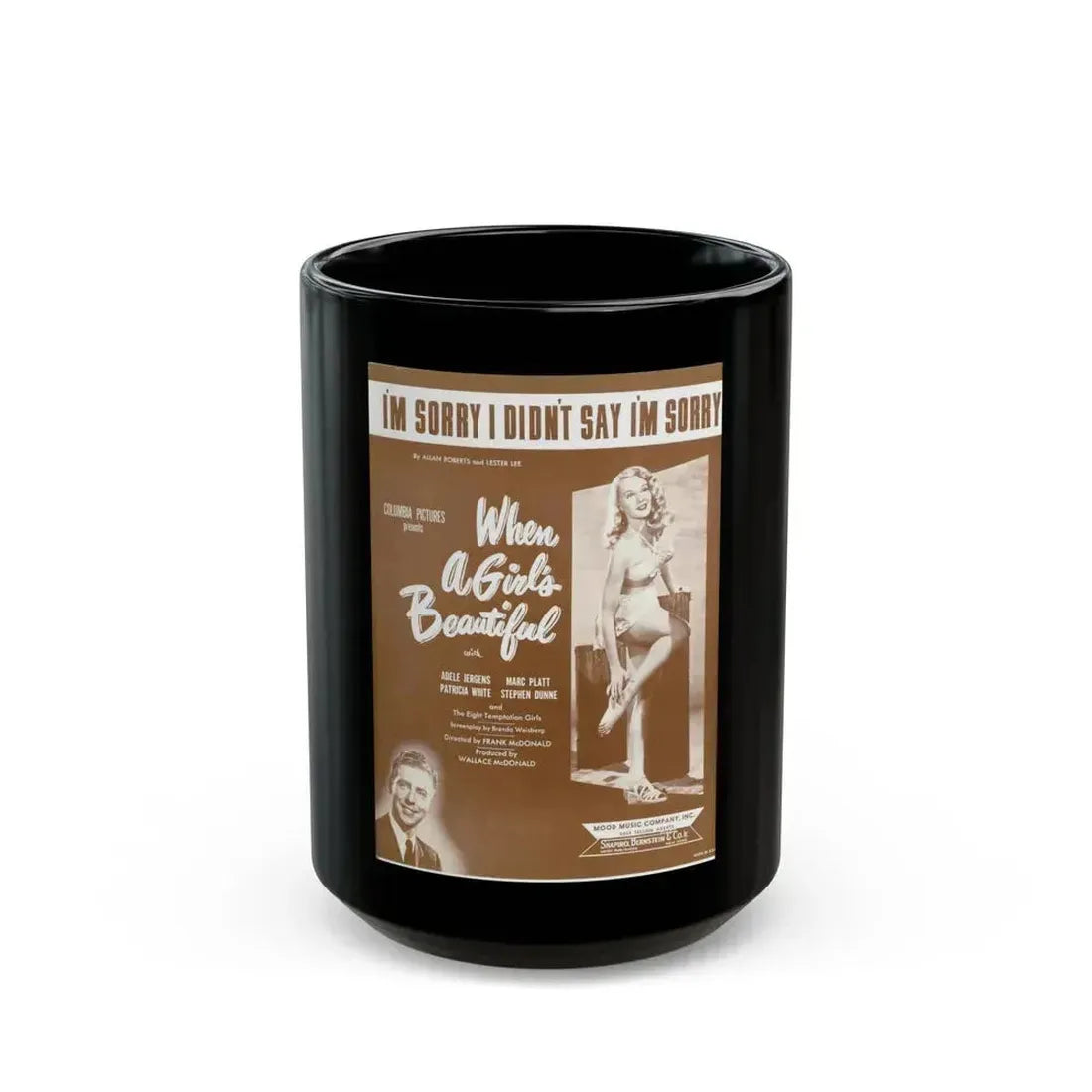 Adele Jergens #21 - B&W Tinted Movie Add (Vintage Female Icon) Black Coffee Mug 15oz - Go Mug Yourself