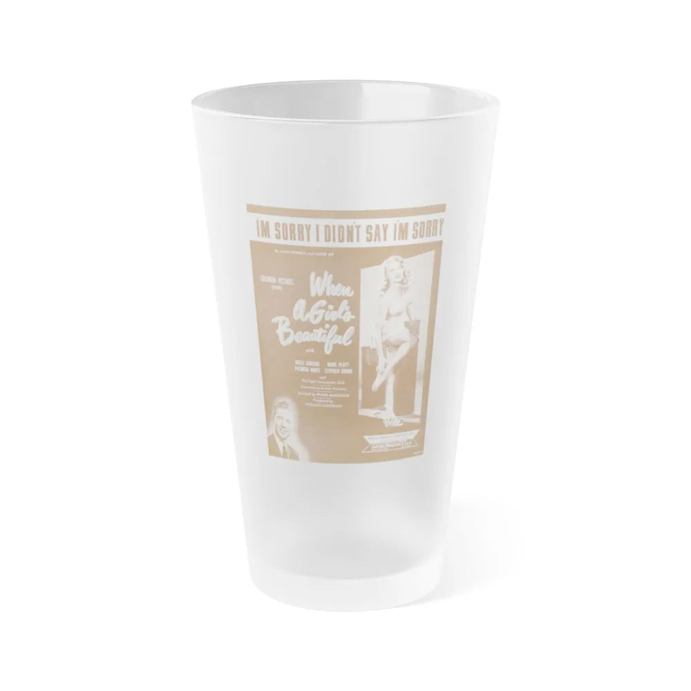 Adele Jergens #21 - B&W Tinted Movie Add (Vintage Female Icon) Frosted Pint Glass 16oz-16oz-Frosted-Go Mug Yourself