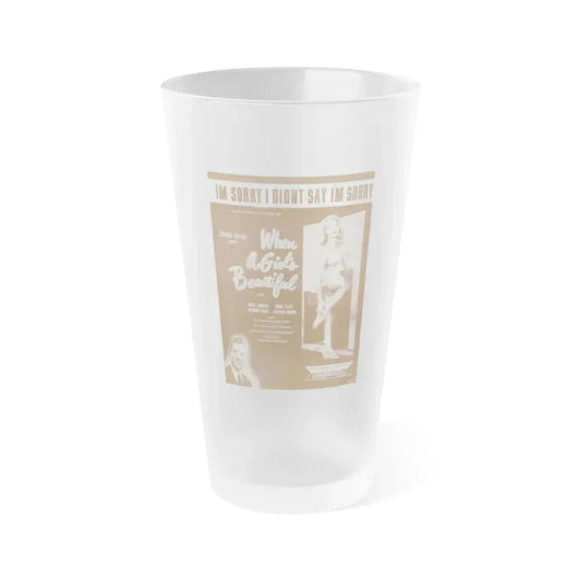 Adele Jergens #21 - B&W Tinted Movie Add (Vintage Female Icon) Frosted Pint Glass 16oz 16oz Frosted - Go Mug Yourself