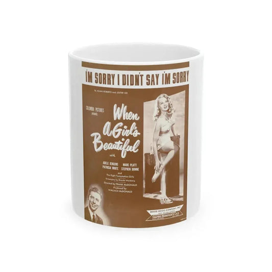 Adele Jergens #21 - B&W Tinted Movie Add (Vintage Female Icon) White Coffee Mug 11oz - Go Mug Yourself