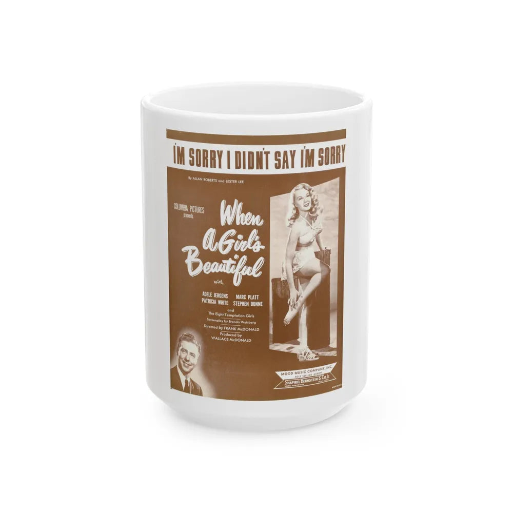 Adele Jergens #21 - B&W Tinted Movie Add (Vintage Female Icon) White Coffee Mug-15oz-Go Mug Yourself