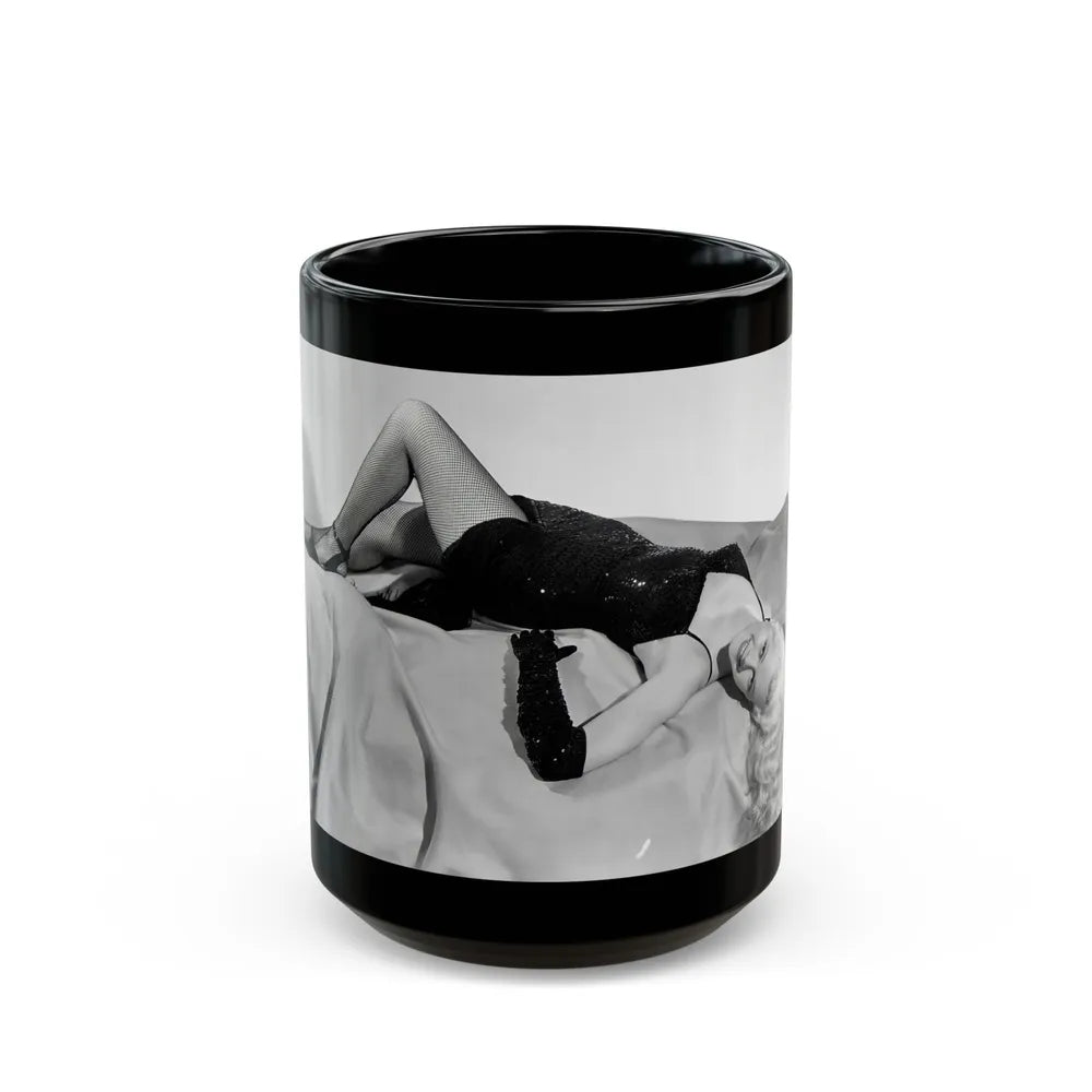 Adele Jergens #214 (Vintage Female Icon) Black Coffee Mug-15oz-Go Mug Yourself