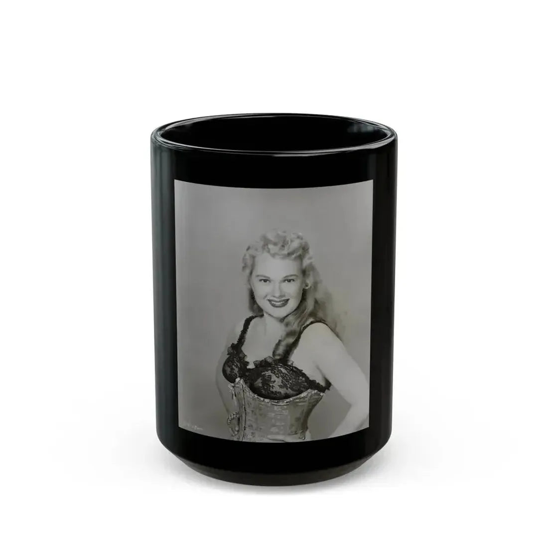 Adele Jergens #225 (Vintage Female Icon) Black Coffee Mug 15oz - Go Mug Yourself