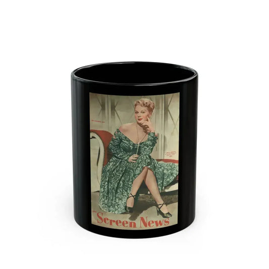 Adele Jergens #228 - Screen News Mag. Cover 10-20-50 (Vintage Female Icon) Black Coffee Mug 11oz - Go Mug Yourself