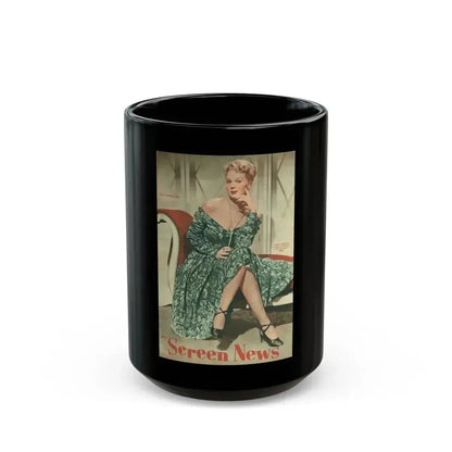 Adele Jergens #228 - Screen News Mag. Cover 10-20-50 (Vintage Female Icon) Black Coffee Mug 15oz - Go Mug Yourself