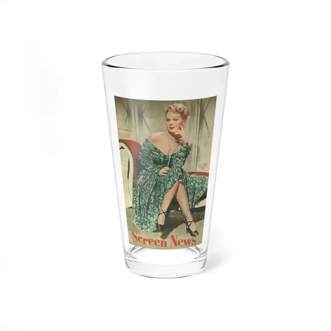 Adele Jergens #228 - Screen News Mag. Cover 10-20-50 (Vintage Female Icon) Pint Glass 16oz 16oz - Go Mug Yourself