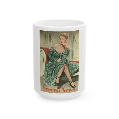 Adele Jergens #228 - Screen News Mag. Cover 10-20-50 (Vintage Female Icon) White Coffee Mug 15oz - Go Mug Yourself