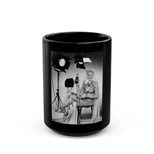 Adele Jergens #230 (Vintage Female Icon) Black Coffee Mug-15oz-Go Mug Yourself