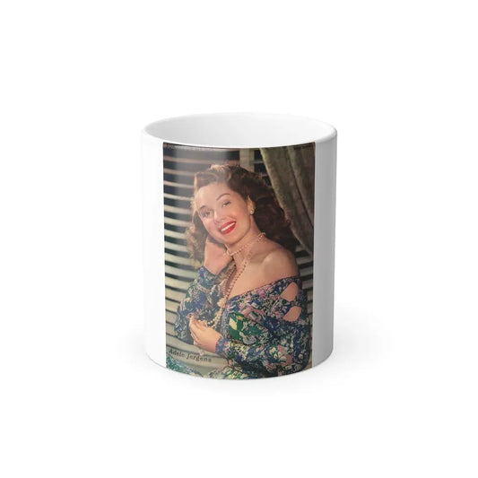 Adele Jergens #242 - 1 Page with, 1 Full 1 Color Glamour Portrait Photo from 1948 NYSN Newspaper Page (Vintage Female Icon) Color Changing Coffee Mug 11oz - Go Mug Yourself