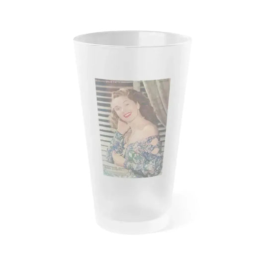 Adele Jergens #242 - 1 Page with, 1 Full 1 Color Glamour Portrait Photo from 1948 NYSN Newspaper Page (Vintage Female Icon) Frosted Pint Glass 16oz 16oz Frosted - Go Mug Yourself