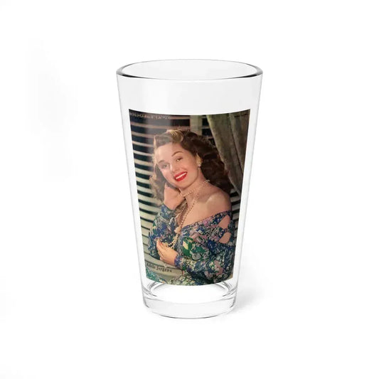 Adele Jergens #242 - 1 Page with, 1 Full 1 Color Glamour Portrait Photo from 1948 NYSN Newspaper Page (Vintage Female Icon) Pint Glass 16oz 16oz - Go Mug Yourself