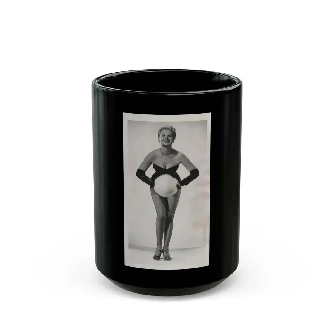 Adele Jergens #244 - 5x9 Vintage B&W Full Body Glamour Promo Photo for ''Armored Car Robbery'' 10-15-50 (Vintage Female Icon) Black Coffee Mug 15oz - Go Mug Yourself