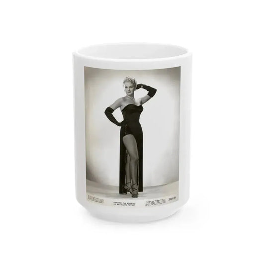 Adele Jergens #247 - Vintage B&W Glamour Promo Photo for ''Armored Car Robbery'' Film 6-22-50 (Vintage Female Icon) White Coffee Mug 15oz - Go Mug Yourself