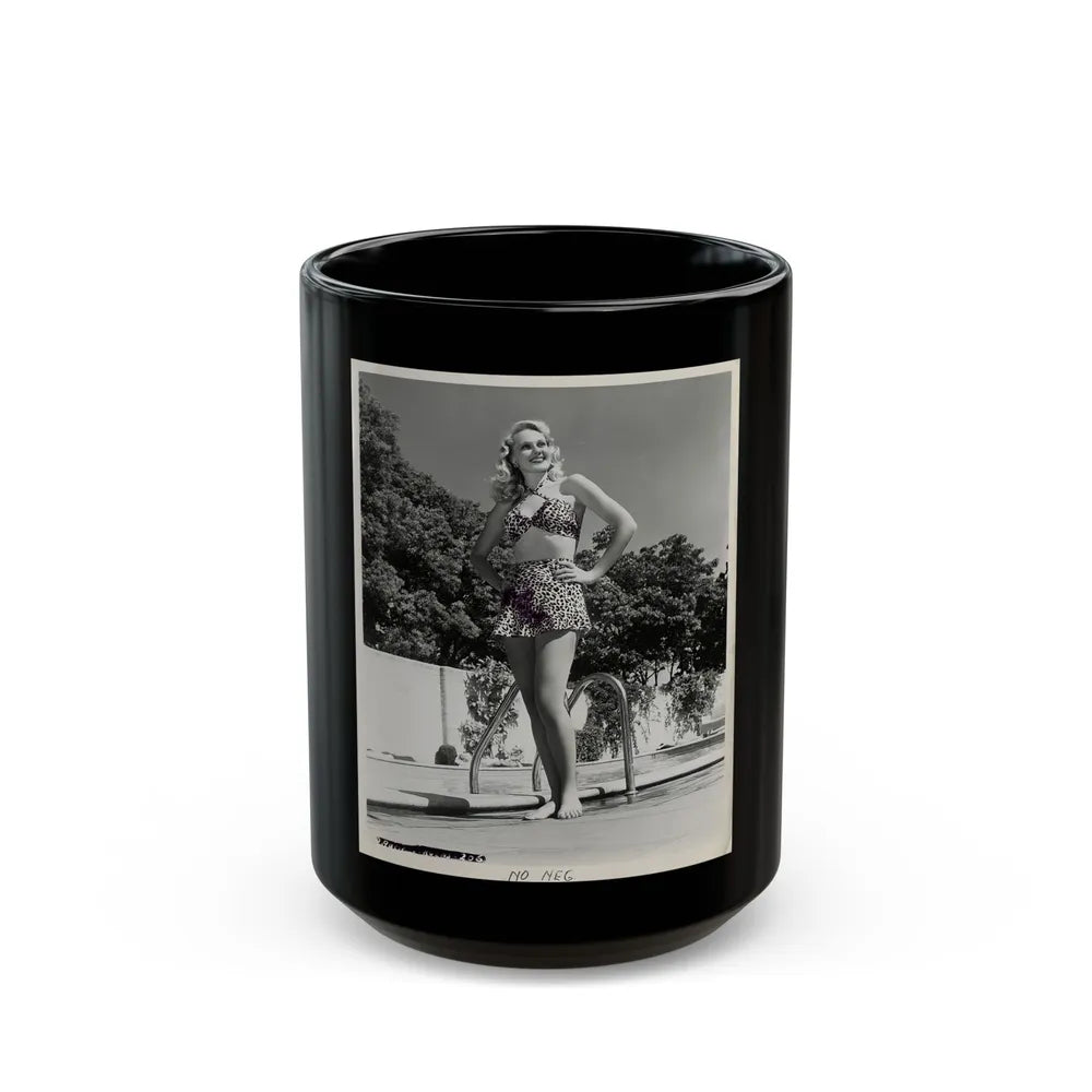 Adele Jergens #251 - B&W Full Body Cheesecake Photo (Vintage Female Icon) Black Coffee Mug-15oz-Go Mug Yourself