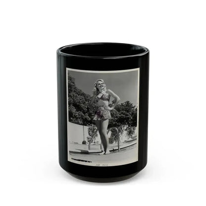 Adele Jergens #251 - B&W Full Body Cheesecake Photo (Vintage Female Icon) Black Coffee Mug 15oz - Go Mug Yourself
