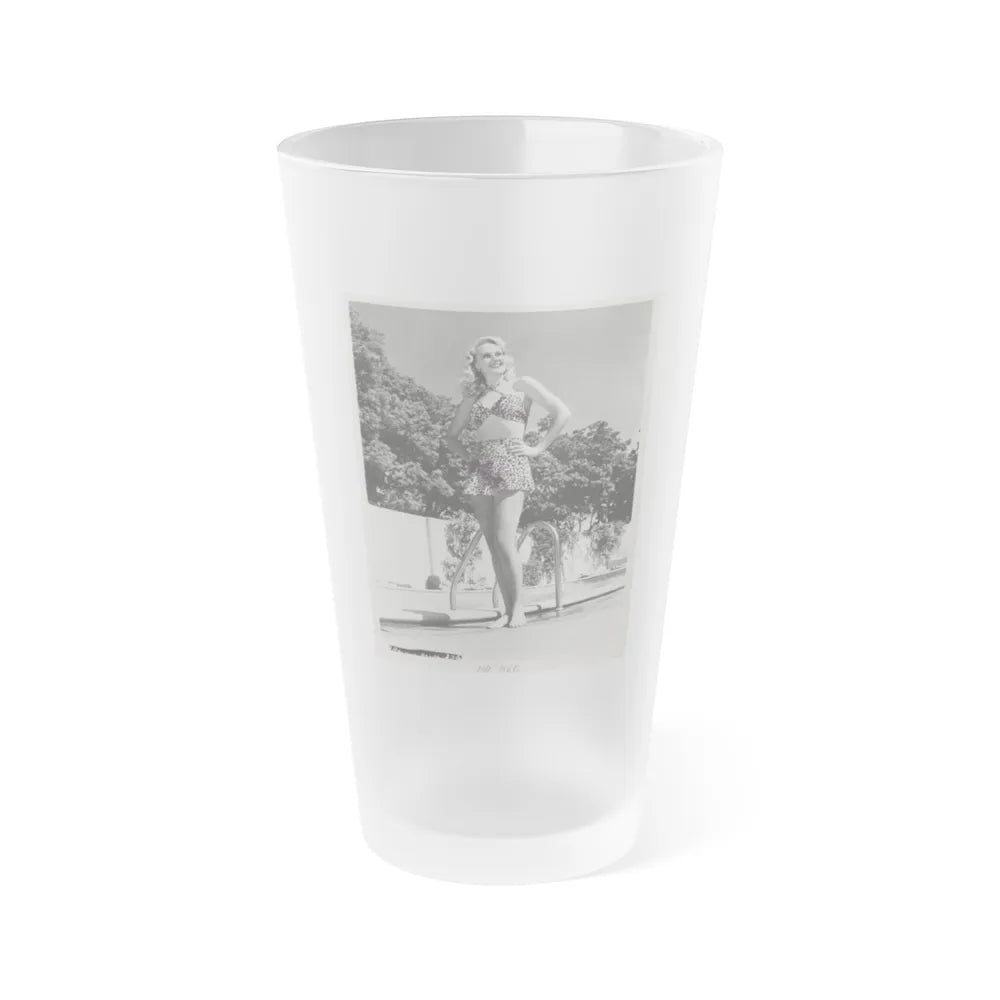 Adele Jergens #251 - B&W Full Body Cheesecake Photo (Vintage Female Icon) Frosted Pint Glass 16oz-16oz-Frosted-Go Mug Yourself